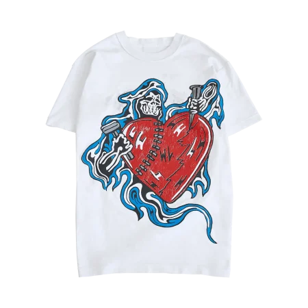 Crumbling Heart Artifact Inside-Out Vintage T-Shirt – White